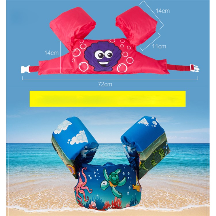 EPE Life Jacket Swimsuit Vest and Arm Rings for Children - Blue/Under Water World-4