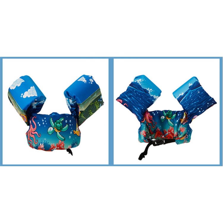 EPE Life Jacket Swimsuit Vest and Arm Rings for Children - Blue/Under Water World-8
