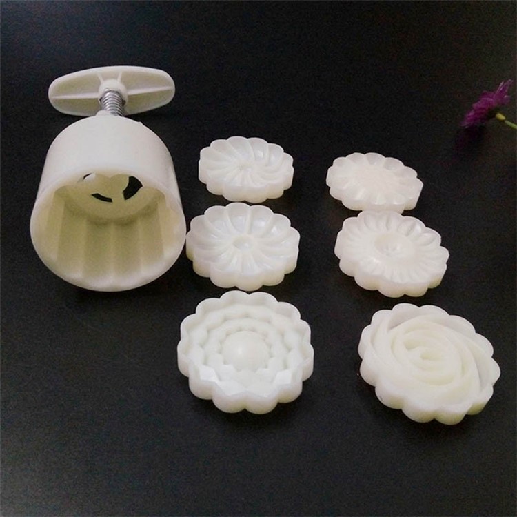 Two Sets Mooncake Maker Mold Homemade Mooncake Kitchen DIY Tool - Triangle and Flower Shape-20