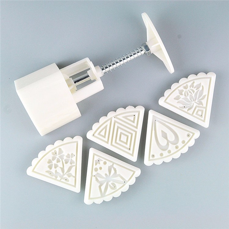 Two Sets Mooncake Maker Mold Homemade Mooncake Kitchen DIY Tool - Triangle and Flower Shape-22