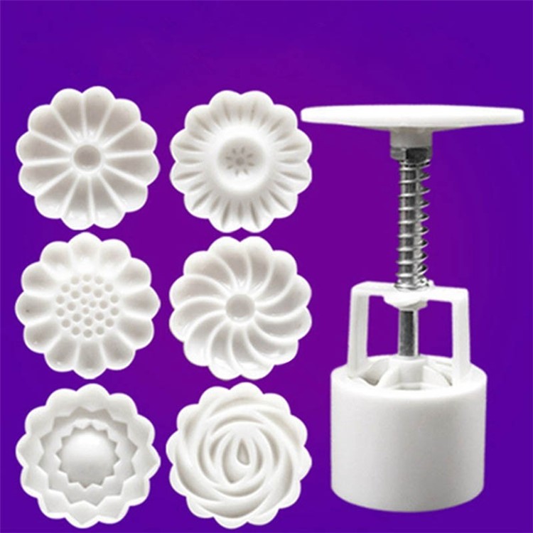 Two Sets Mooncake Maker Mold Homemade Mooncake Kitchen DIY Tool - Triangle and Flower Shape-23