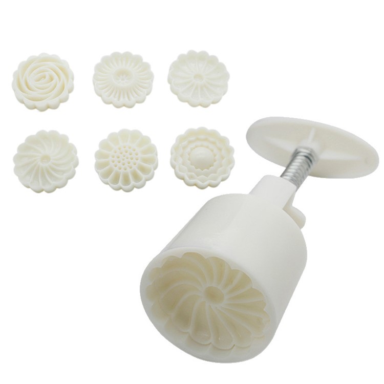 Two Sets Mooncake Maker Mold Homemade Mooncake Kitchen DIY Tool - Triangle and Flower Shape-27
