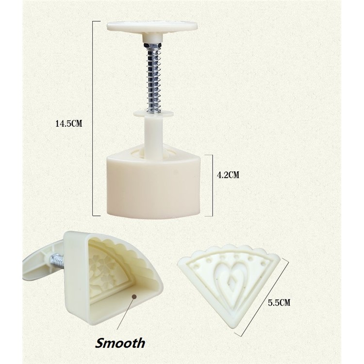 Two Sets Mooncake Maker Mold Homemade Mooncake Kitchen DIY Tool - Triangle and Flower Shape-3