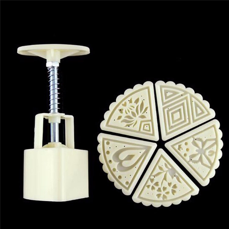 Two Sets Mooncake Maker Mold Homemade Mooncake Kitchen DIY Tool - Triangle and Flower Shape-31