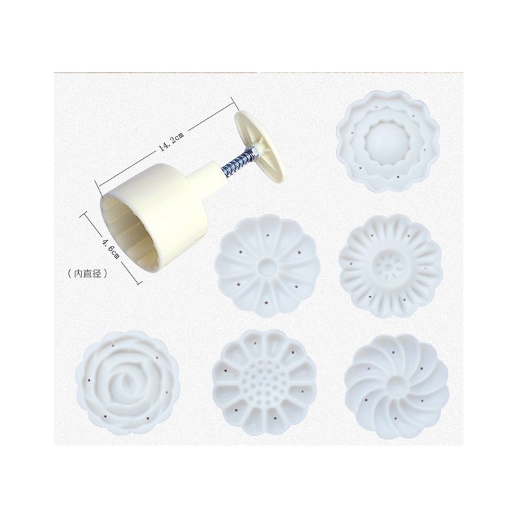 Two Sets Mooncake Maker Mold Homemade Mooncake Kitchen DIY Tool - Triangle and Flower Shape-4