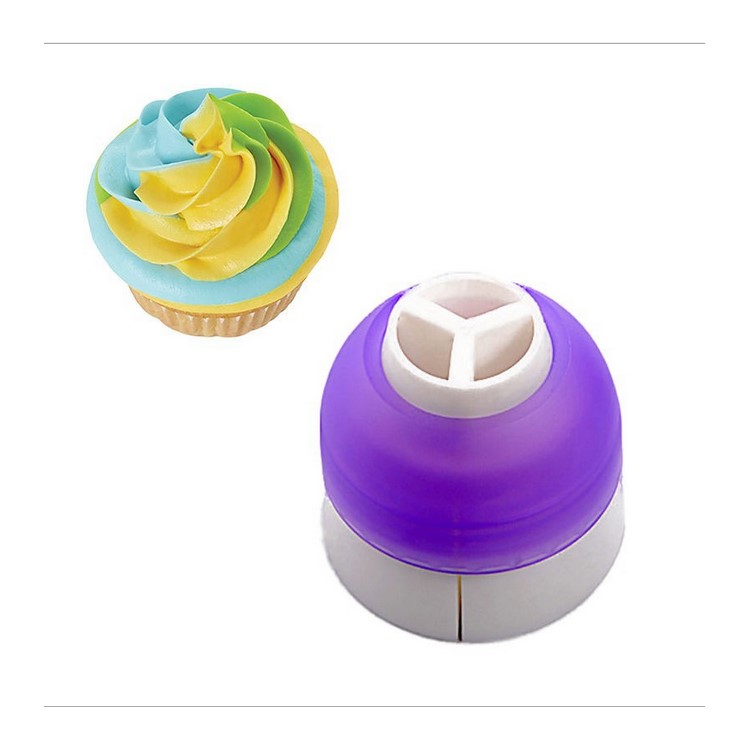 Cake Cooking 3-Color Icing Piping Bag Nozzle Converter Coupler Cake Decorating Tool-3