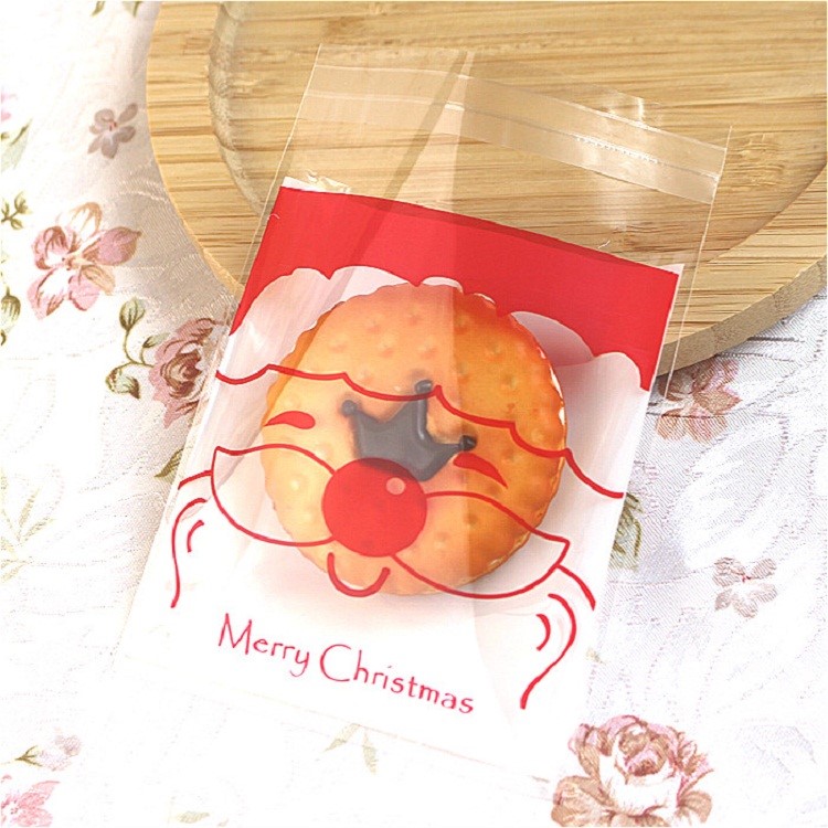 100 Pcs Self-sealing Cookies Candy Packing Bags for Cookies and Bread Displaying - Beard Face-1