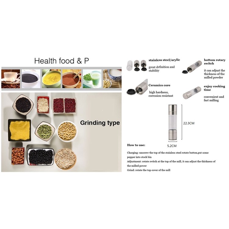 Double-ended Manual Salt Pepper Shaker Grinder with Ceramic Grinding Core-6
