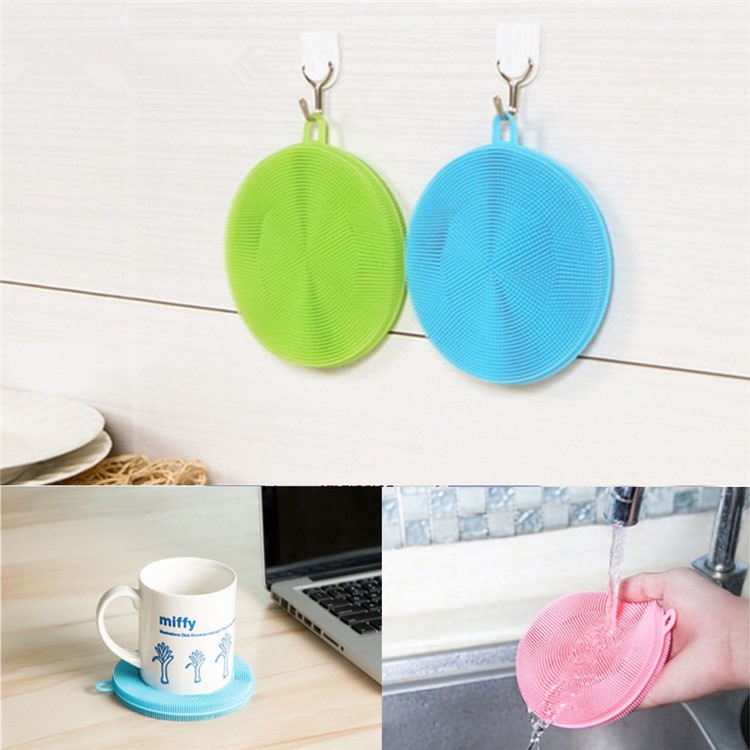 Multipurpose Antibacterial Silicone Two-sided Sponge Cleaning Dish Kitchen Washing Brush - Red-4