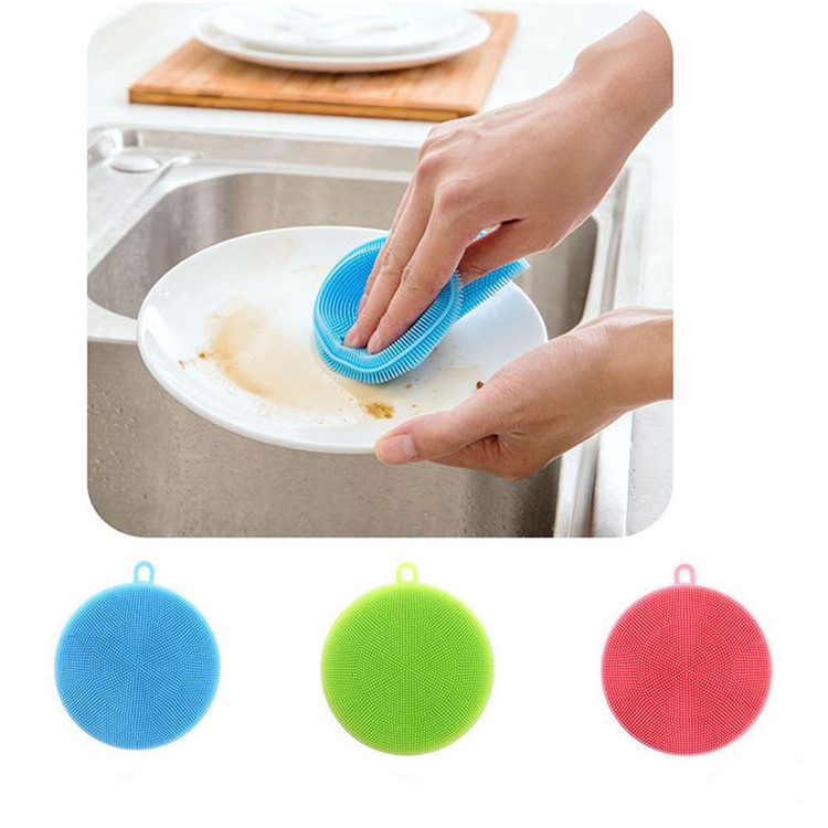 Multipurpose Antibacterial Silicone Two-sided Sponge Cleaning Dish Kitchen Washing Brush - Red-5