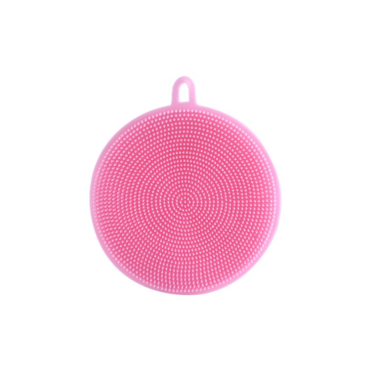 Antibacterial Silicone Multipurpose Two-sided Sponge Dish Cleaning Washing Brush - Pink-1