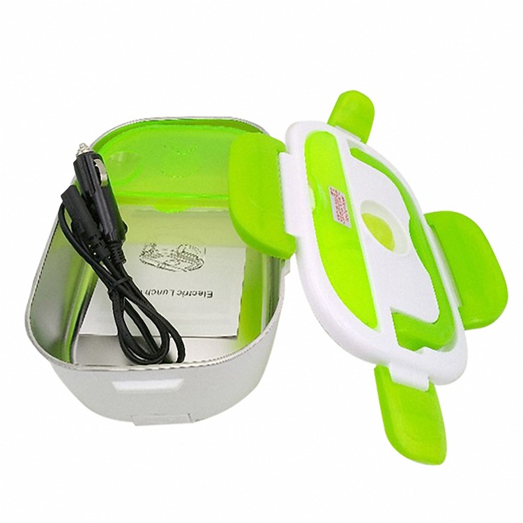 Electric Heated Portable Compact Food Warmer Lunch Bento Box 12V Car Adapter - Green-1