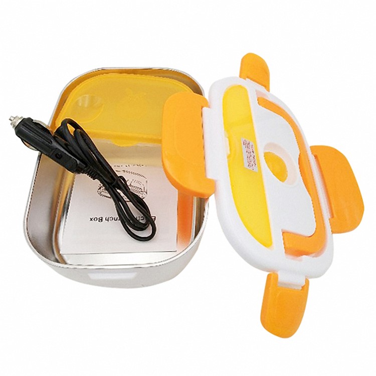 Portable Electric Heated Food Warmer Lunch Bento Box 12V Car Adapter - Orange-1