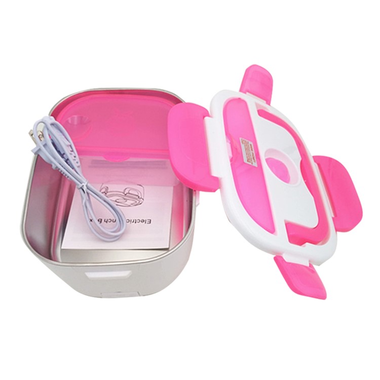 Portable Electric Lunch Box Food Heater Lunch Heater with Removable Stainless Steel Container - Rose / EU Plug-1