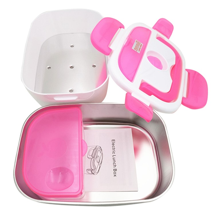 Portable Electric Lunch Box Food Heater Lunch Heater with Removable Stainless Steel Container - Rose / EU Plug-2