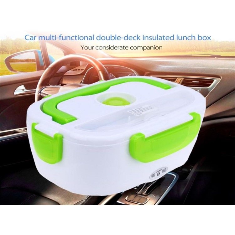 Portable Electric Lunch Box Food Heater Lunch Heater with Removable Stainless Steel Container - Green / EU Plug-3