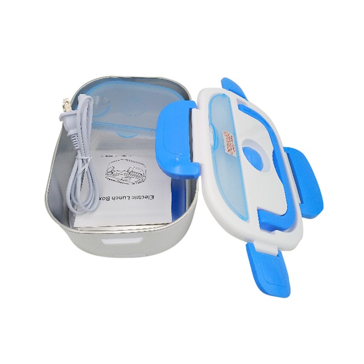Electric Food Heater Lunch Box Portable Lunch Heater Mini Travel Rice Cooker with Removable Stainless Steel Container - Blue / US Plug-1
