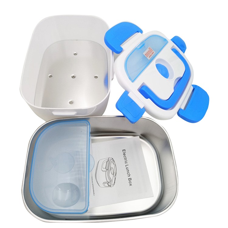 Electric Food Heater Lunch Box Portable Lunch Heater Mini Travel Rice Cooker with Removable Stainless Steel Container - Blue / US Plug-2