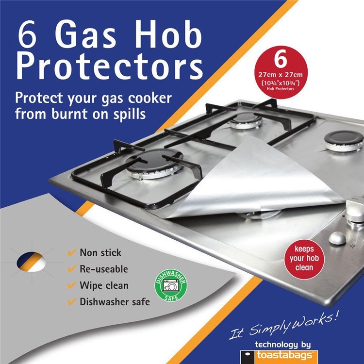6PCS Non Stick Heat Resistant Gas Stove Burner Covers Protectors-1