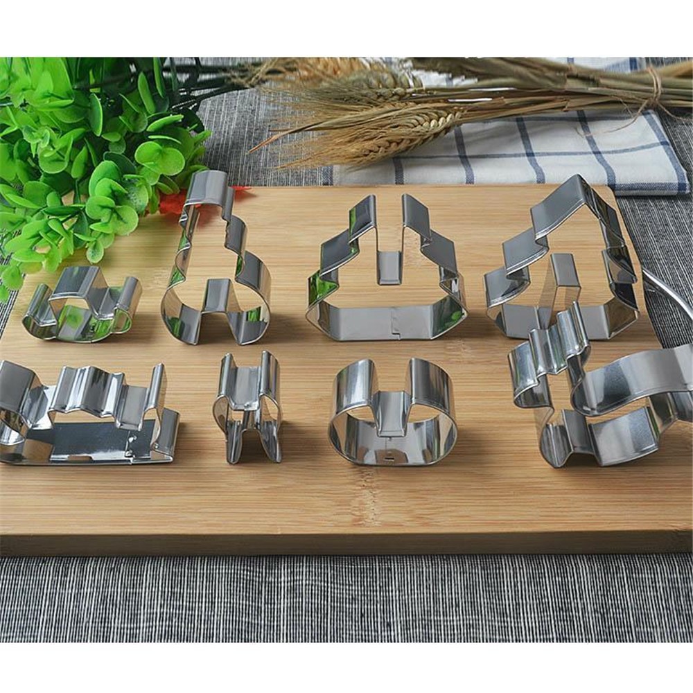 8 Pcs 3D Food-grade Christmas Cookie Cutter Set Stainless Steel Cookie Biscuit Mould Decoration-8