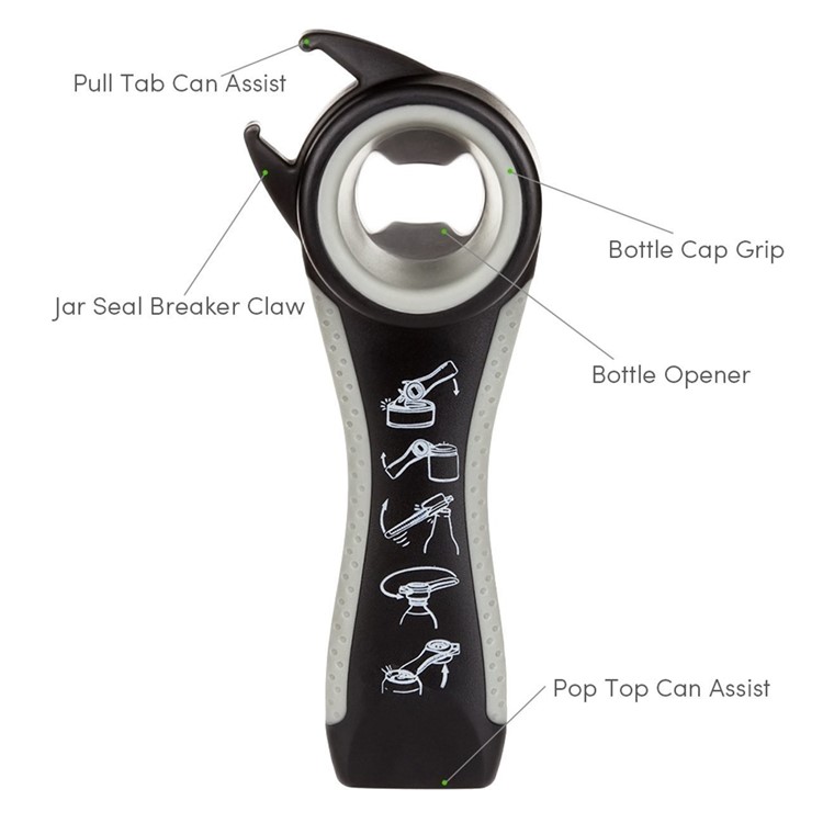 Multifunctional Handy Kitchen Tool Creative Stainless Steel Beer Opener Cans Soda Pops Bottle Opener - Black-5