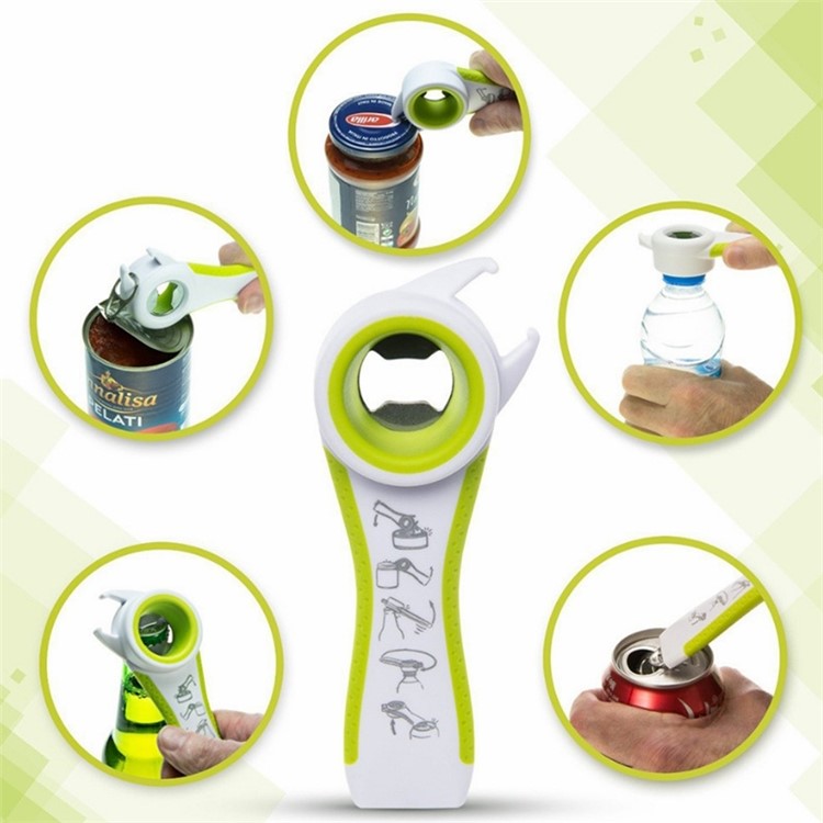 Multifunctional Handy Kitchen Tool Manual Can Opener Creative Stainless Steel Beer Soda Pops Bottle Opener - Green-2