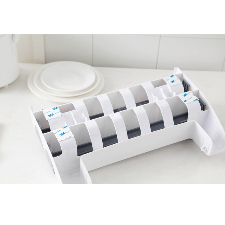 Kitchen Wall Mount Shelf Cling Film/Paper Towel Holder ABS Wall-mounted Roll Holder Rack - Grey-7