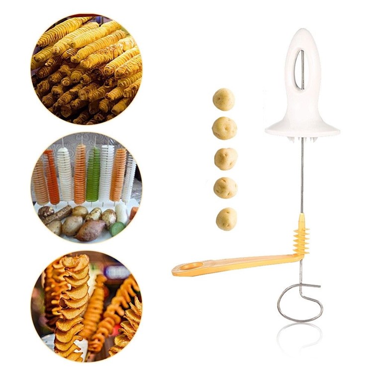 Cooking Kitchen Tool Tornado Potato Spiral Cutter Slicer Chips 4 Spits Tower Making Twist Shredder-2