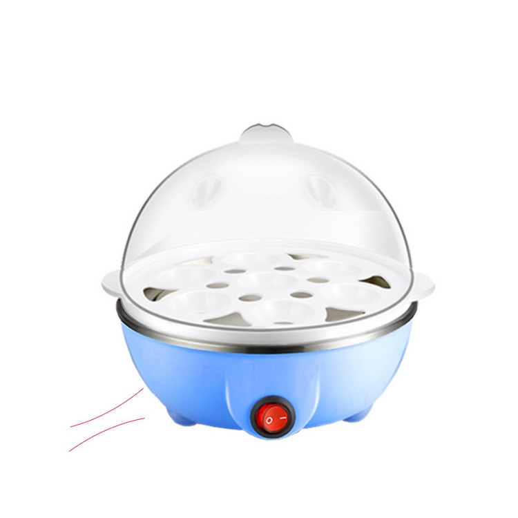 Multi-purpose 350W Electronic Food Warmer Automatic Fast Egg Cooker with 7 Egg Capacity - Blue / US Plug-1