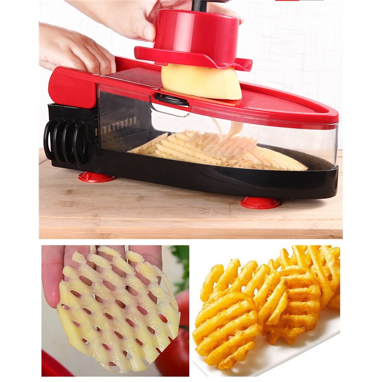 Vegetable Slicer Cutter, Peeler, Hand Protector, Storage Container with 6 Interchangeable Blades-2