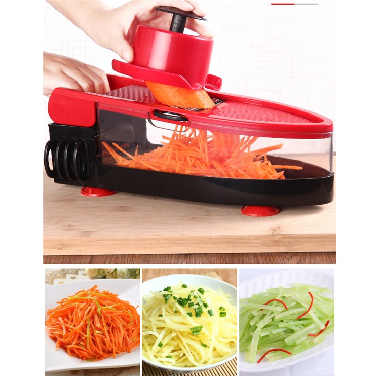 Vegetable Slicer Cutter, Peeler, Hand Protector, Storage Container with 6 Interchangeable Blades-6