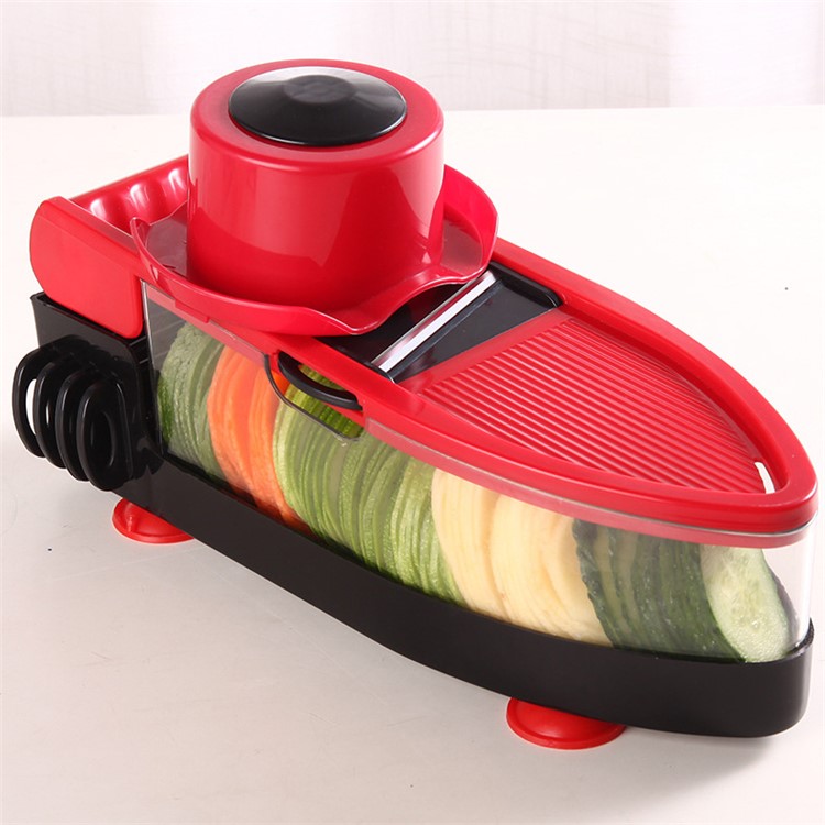 Vegetable Slicer Cutter, Peeler, Hand Protector, Storage Container with 6 Interchangeable Blades-7
