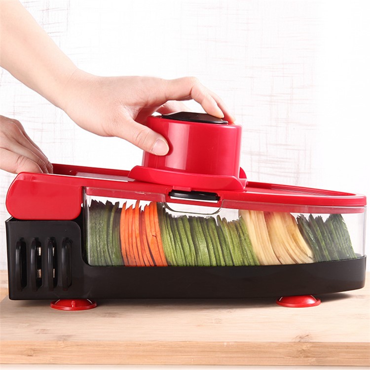 Vegetable Slicer Cutter, Peeler, Hand Protector, Storage Container with 6 Interchangeable Blades-8