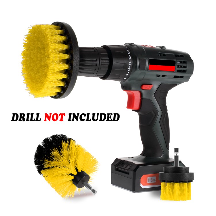 3Pcs/Set Nylon Bristles Brush Kitchen Tool for Cordless / Corded Power Drills and Drivers - Yellow-1