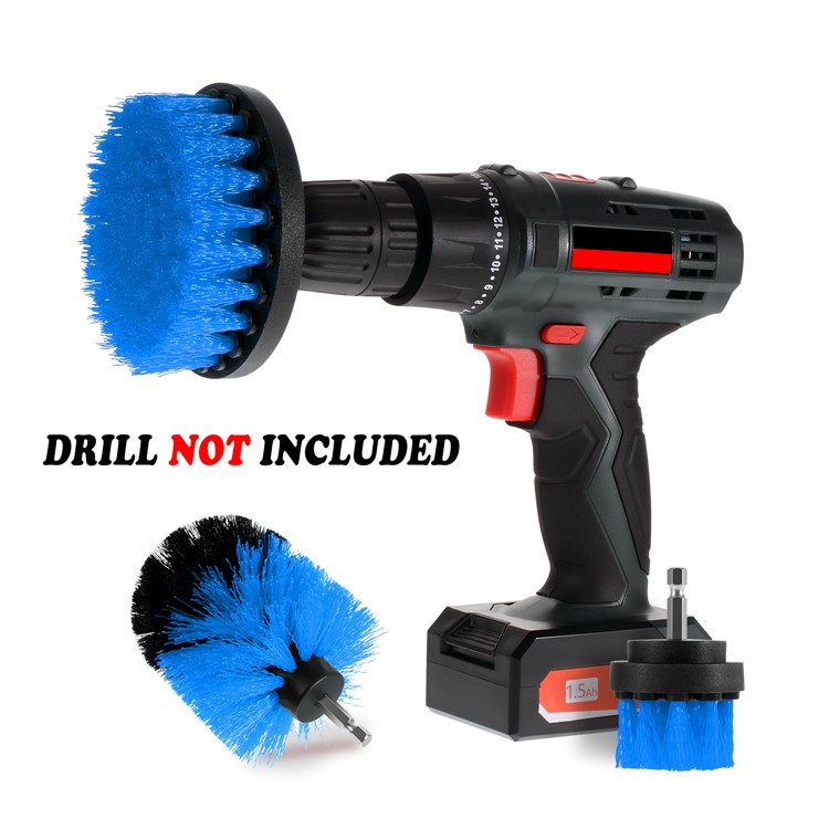 3Pcs/Set High-strength Nylon Bristles Brush Heads for Cordless / Corded Power Drills and Drivers - Blue-1