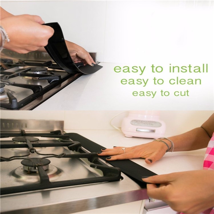 21" Silicone Gap Cover Stopper Flexible Kitchen Stove Space Filler - Black-7