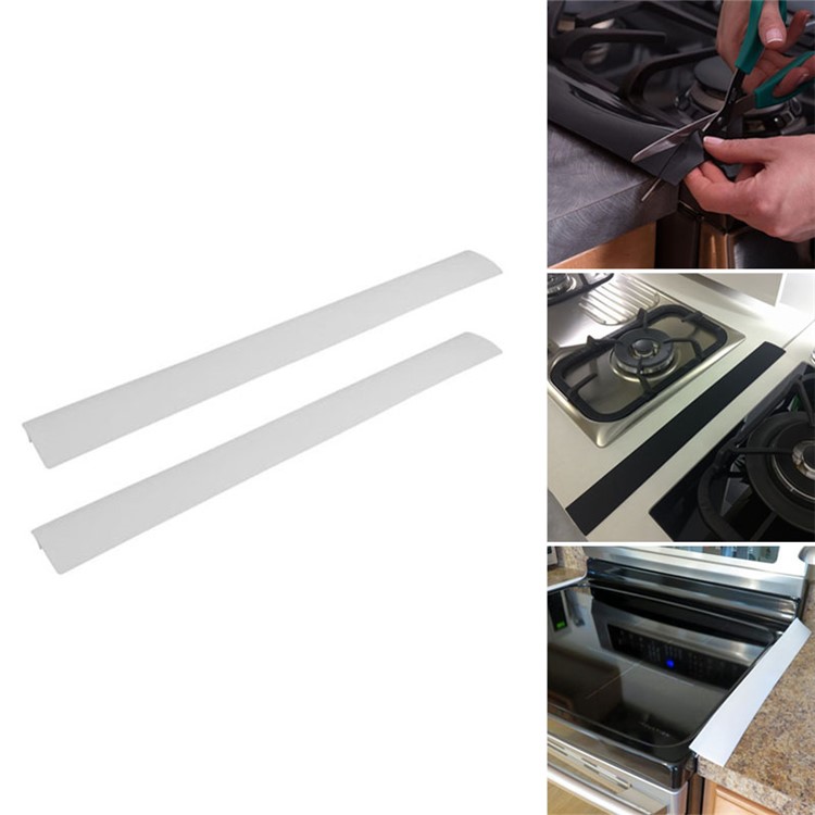 21" Premium Silicone Kitchen Stove Cooktop Counter Gap Cover - White-1