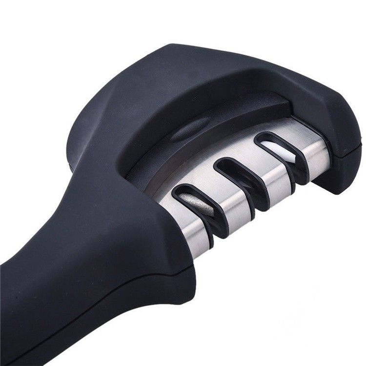3-Stage Professional Manual Kitchen Knife Sharpener - Black-3
