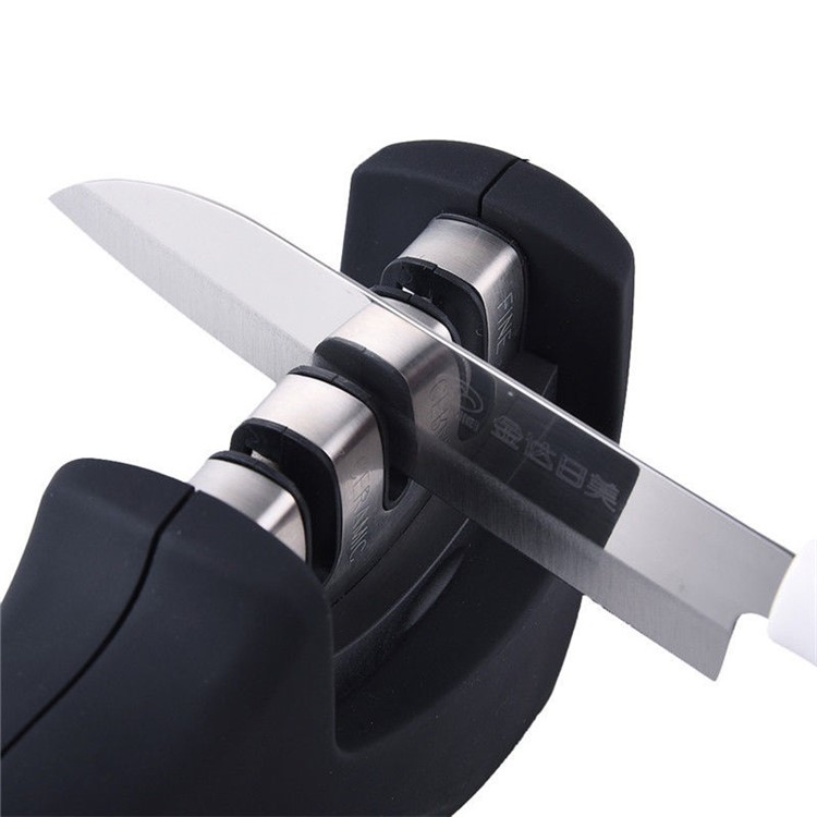 3-Stage Professional Manual Kitchen Knife Sharpener - Black-4