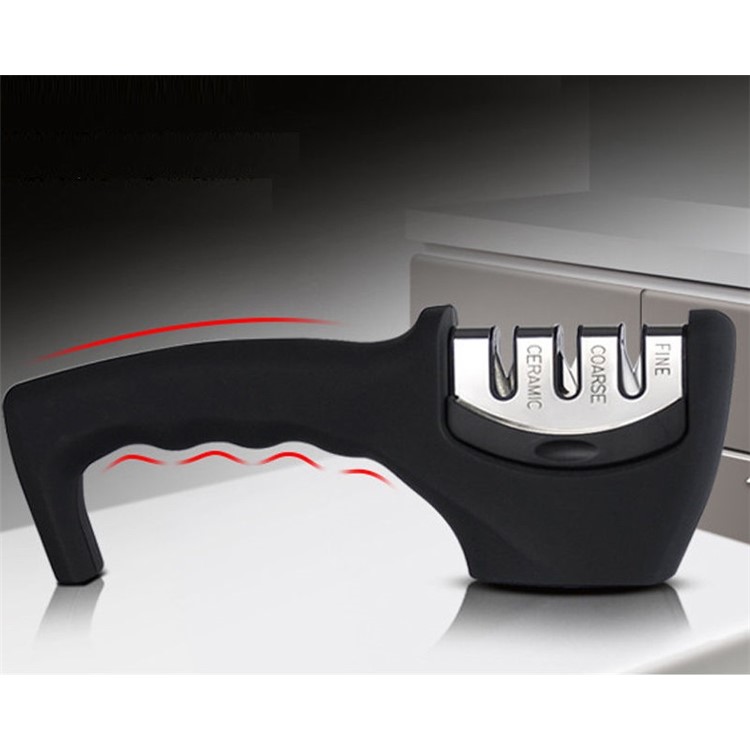 3-Stage Professional Manual Kitchen Knife Sharpener - Black-6