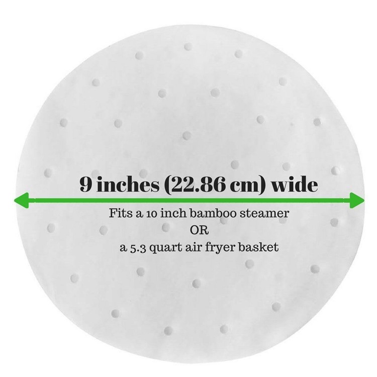 150PCS 9-inch Diameter Perforated Round Silicone Paper Liners for Bamboo Steamer Air Fryer-15