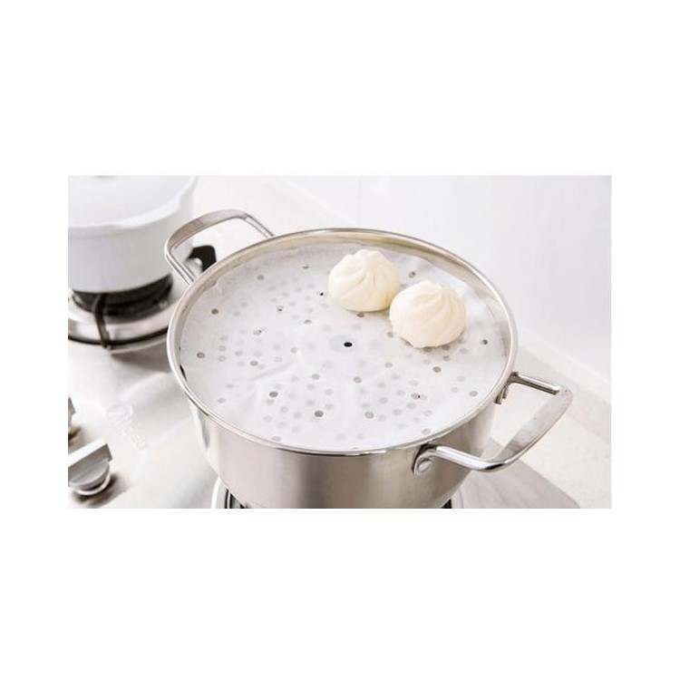 150PCS 9-inch Diameter Perforated Round Silicone Paper Liners for Bamboo Steamer Air Fryer-6