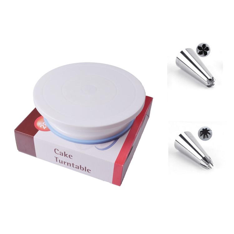 Turntable Cake Stand Revolving Cake Decorating Stand with 2PCS Cake Decorating Nozzles-1