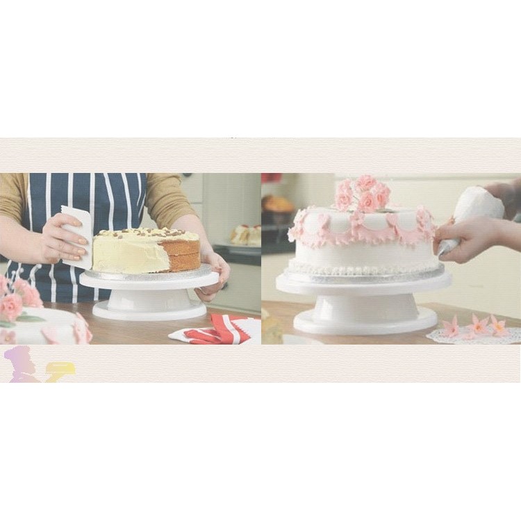 Turntable Cake Stand Revolving Cake Decorating Stand with 2PCS Cake Decorating Nozzles-4