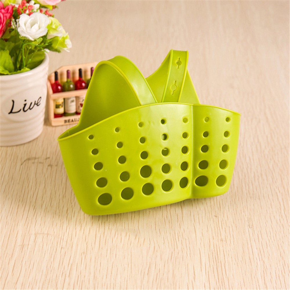 Adjustable Snap Sink Sponge Storage Rack Hanging Basket Storage Holder - Green