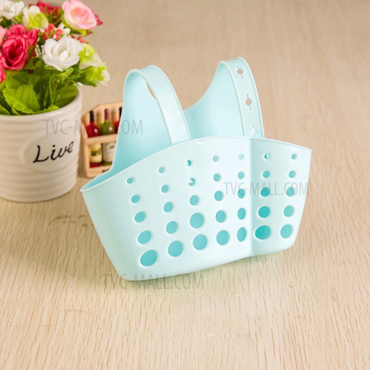Adjustable Snap Sink Sponge Storage Rack Hanging Basket Storage Holder - Baby Blue-1