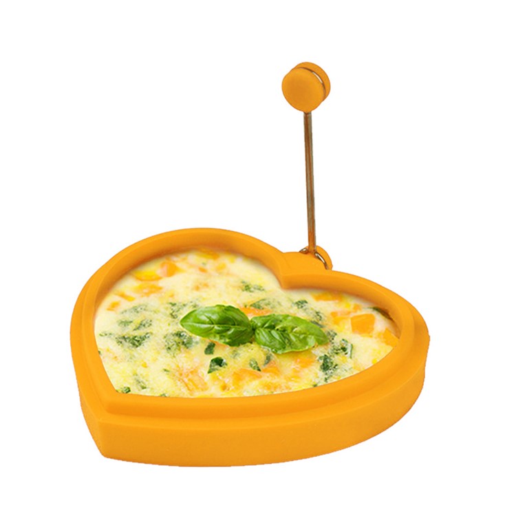 Nonstick Silicone Fried Egg Mold Ring Set Heart Egg for Cooking - Green Flower + Blue Heart + Red Circle + Orange Bear-5