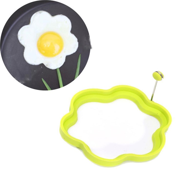 Nonstick Silicone Fried Egg Mold Set for Cooking - Orange Flower + Red Heart + Blue Circle + Green Bear-16