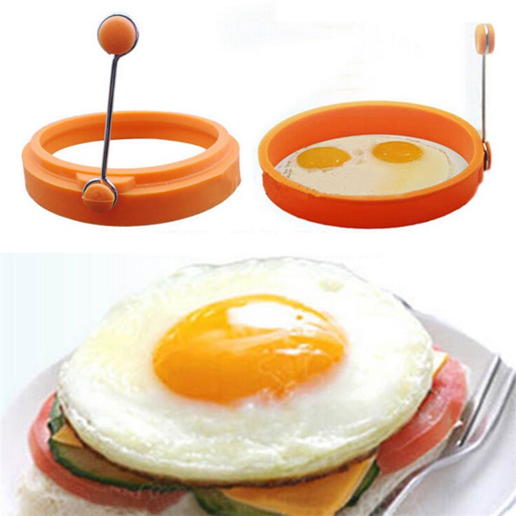 Nonstick Silicone Fried Egg Mold Heart Egg Ring 4PCS for Cooking - Red Flower + Blue Bear + Green Circle + Orange Heart-12