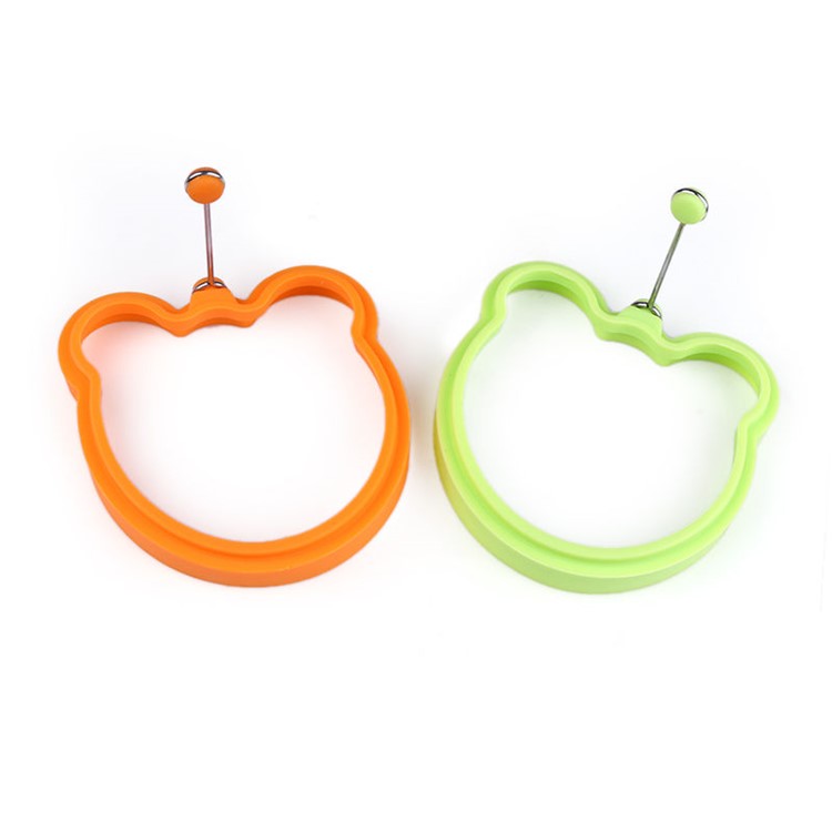 Nonstick Silicone Fried Egg Mold Heart Egg Ring 4PCS for Cooking - Red Flower + Blue Bear + Green Circle + Orange Heart-14